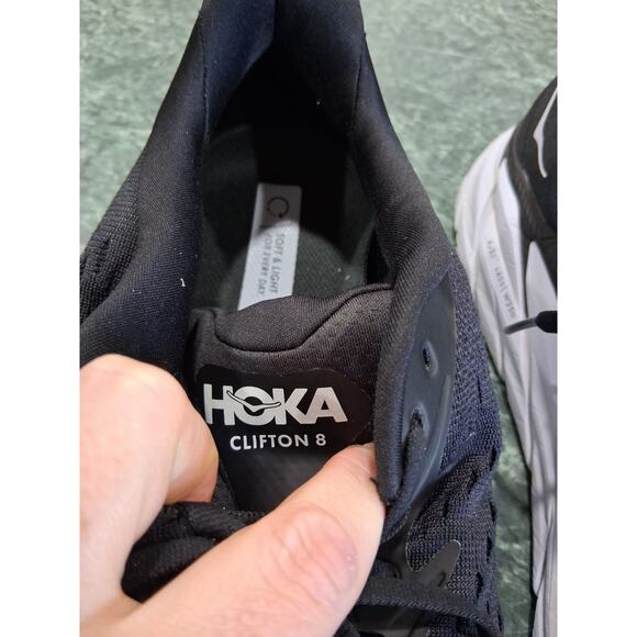 Hoka One Clifton 8 Black White Running Jogging Shoes Mens Size 13 D Sneakers EUC main image 14